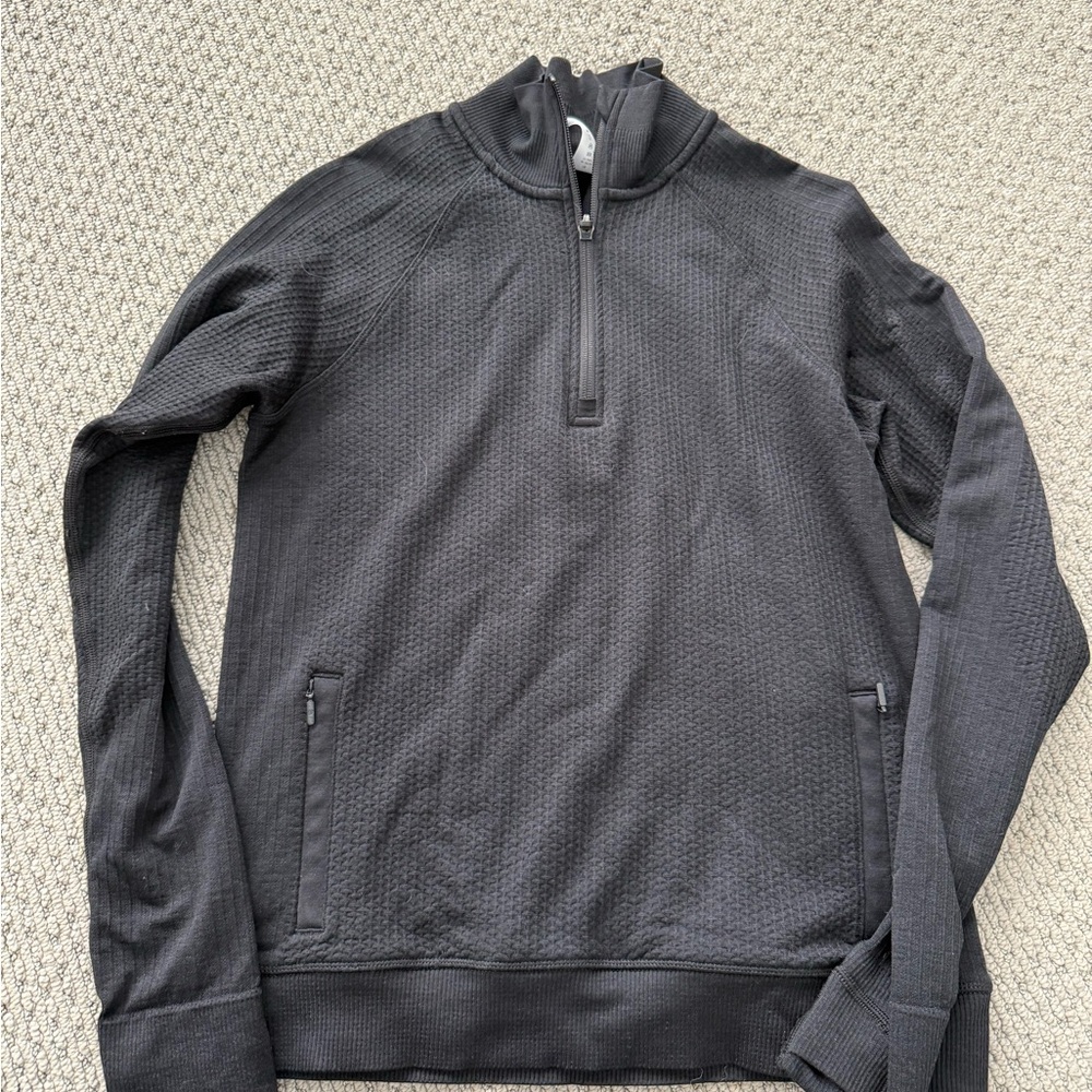 Lululemon Black Zip Up Sweater with Ribbed Cuffs